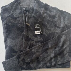 Ash Men's Charcoal Camouflage Zip-Up Sweater
